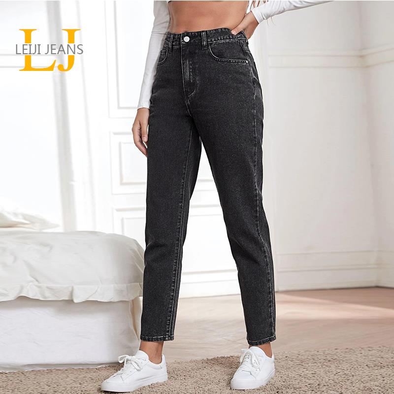 2023 LEIJIJEANS Curve Size Jeans 5XL High Waist Women Jeans Lady Harem Loose Blue Color Jeans Women Boyfriend Blue Lady Jeans